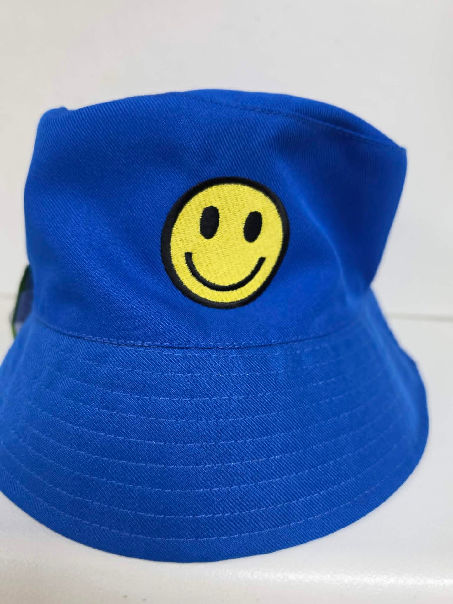 Smiley Face Embroidered Bucket Hat white - novelty accessories Belfast