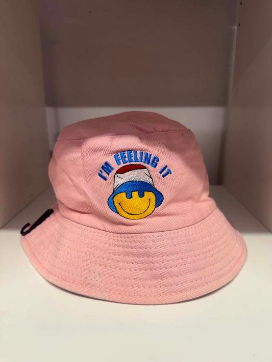 Pink Im Feeling It smiley face bucket hat | Festival hats Belfast NI