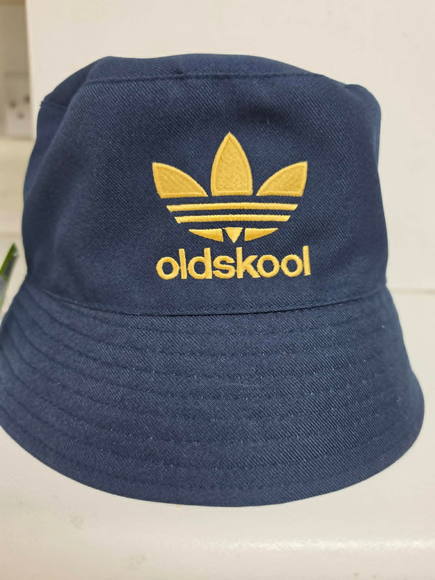 Oldskool Embroidered Bucket Hat navy gold - retro bucket hats Belfast NI