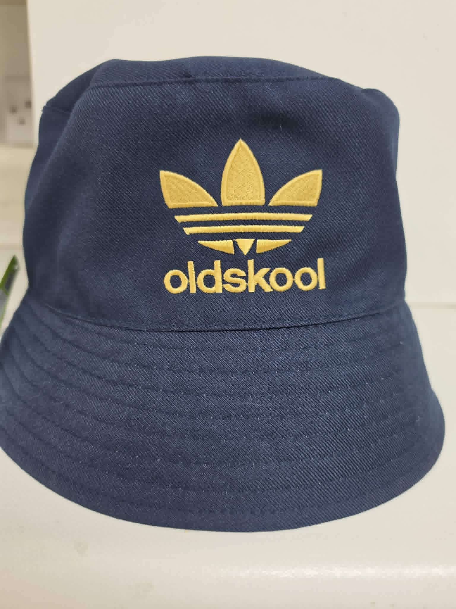 Oldskool Embroidered Bucket Hat navy gold - retro bucket hats Belfast NI