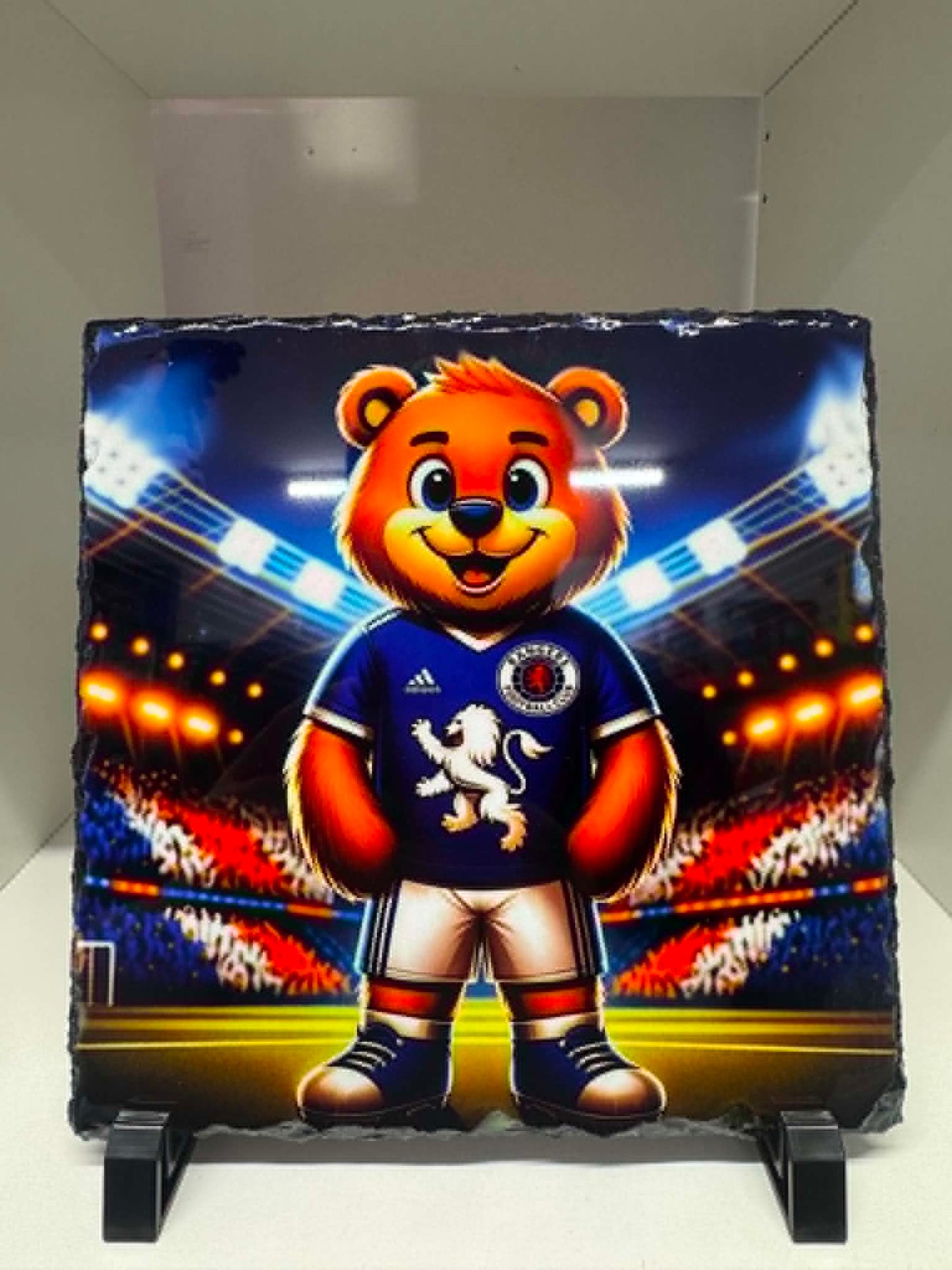 Rangers FC bear mascot printed slate plaque | Gifts for Rangers fans Belfast NI