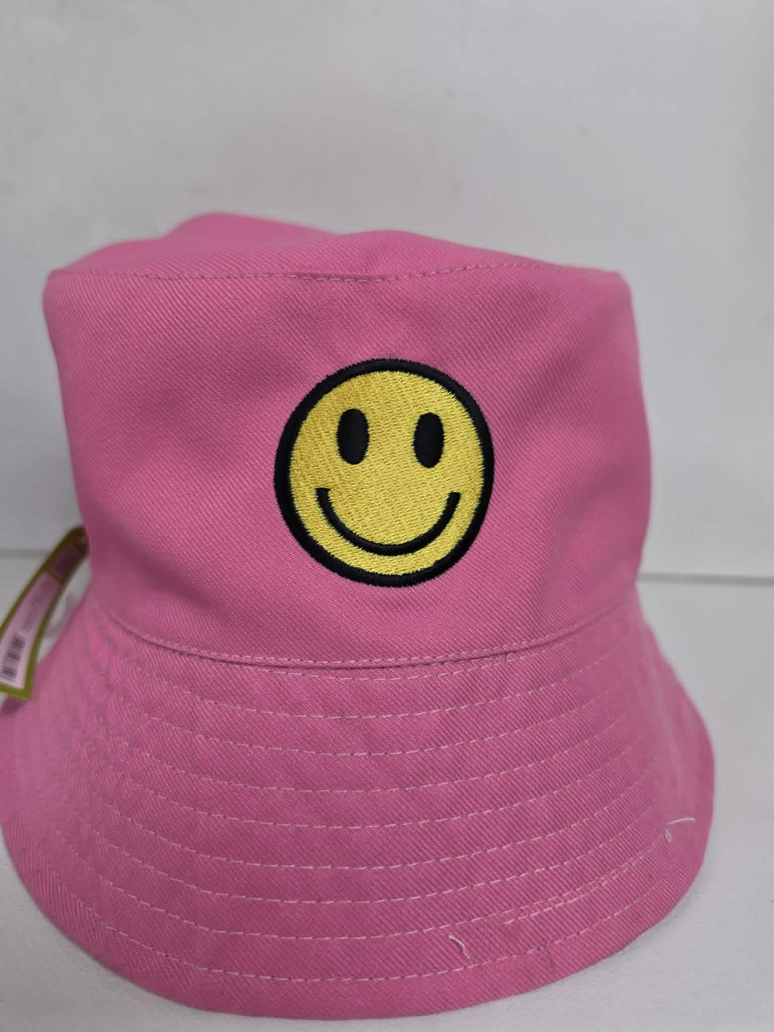 Smiley Face Embroidered Bucket Hat pink - bucket hats Belfast NI