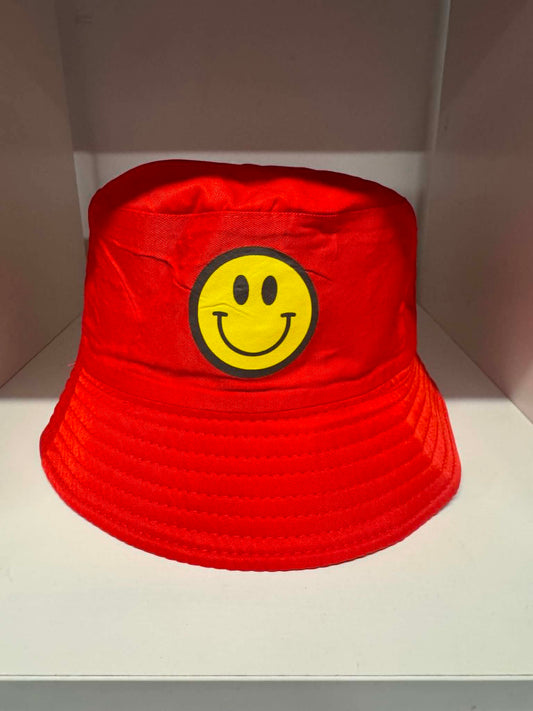 Red smiley face patch bucket hat | Novelty hats Belfast NI