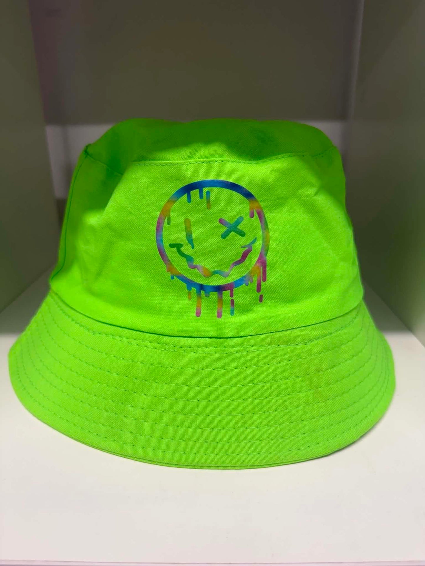 Neon green drip smiley face bucket hat | Festival hats Belfast NI