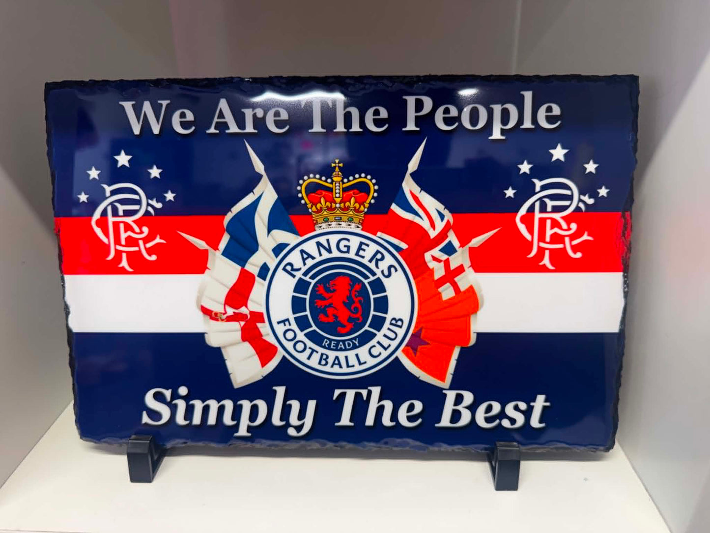 Large printed slate plaque Rangers FC design | Gifts Belfast Northern Ireland