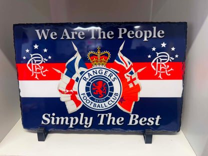 Large printed slate plaque Rangers FC design | Gifts Belfast Northern Ireland