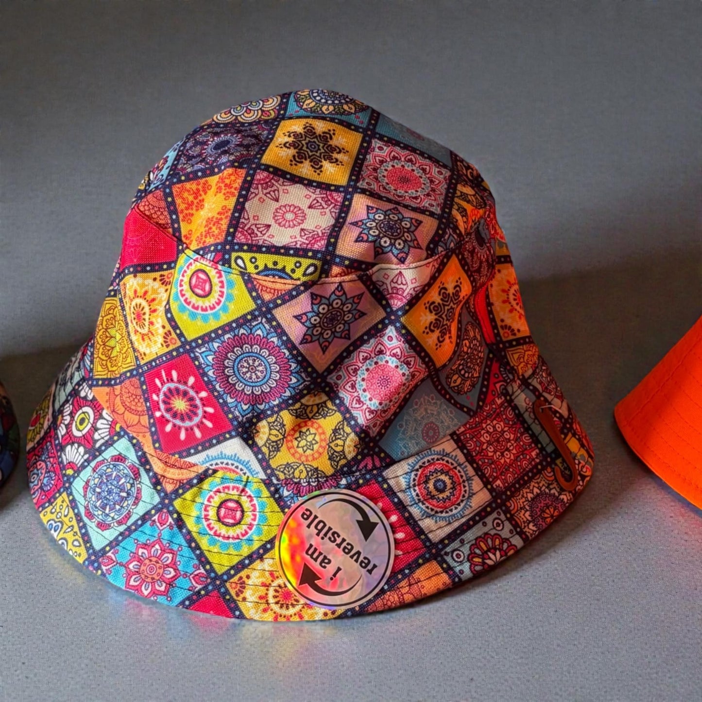 Colourful Geometric Reversible Bucket Hat