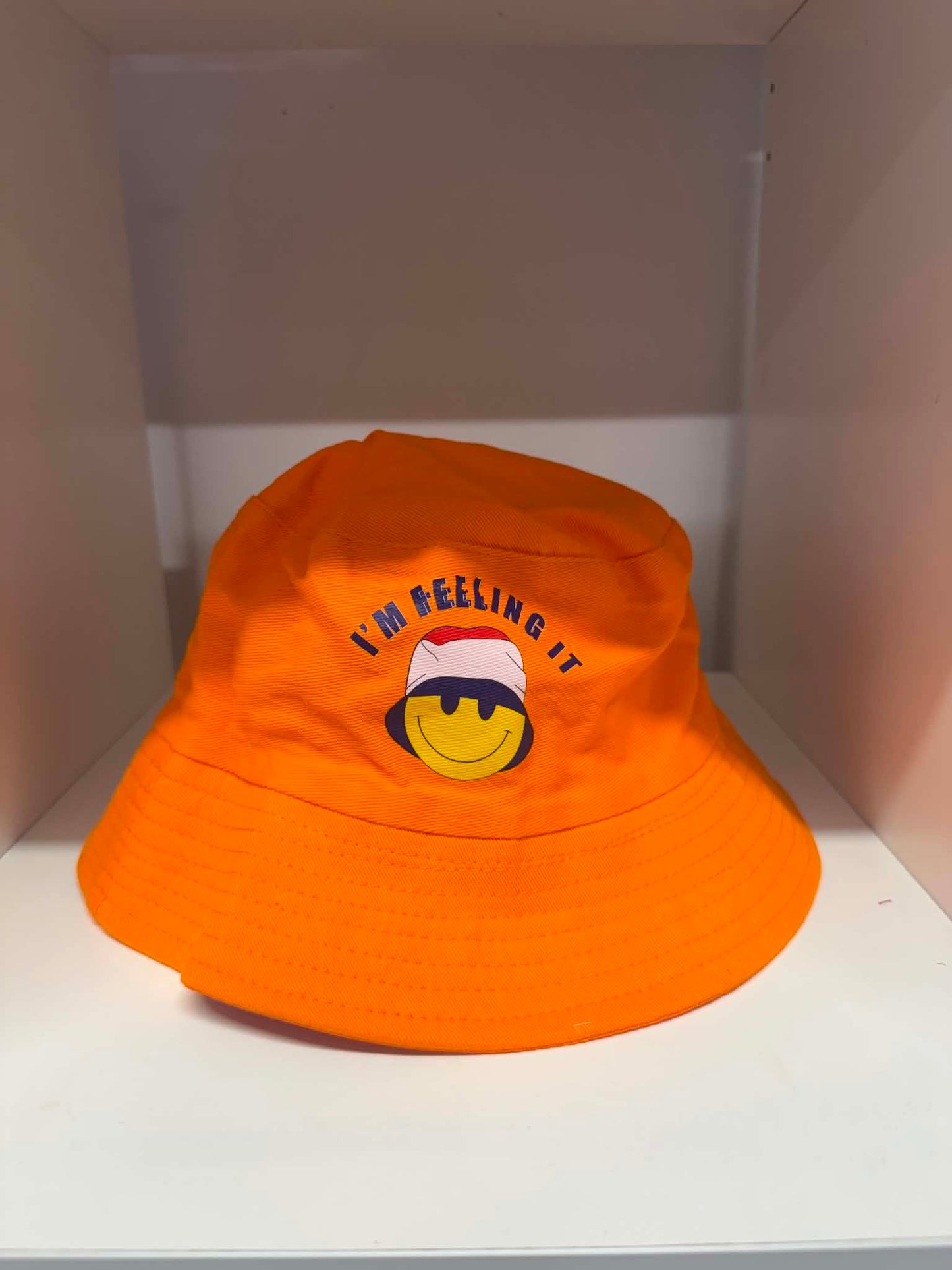 Orange Im Feeling It smiley face bucket hat | Festival hats Belfast