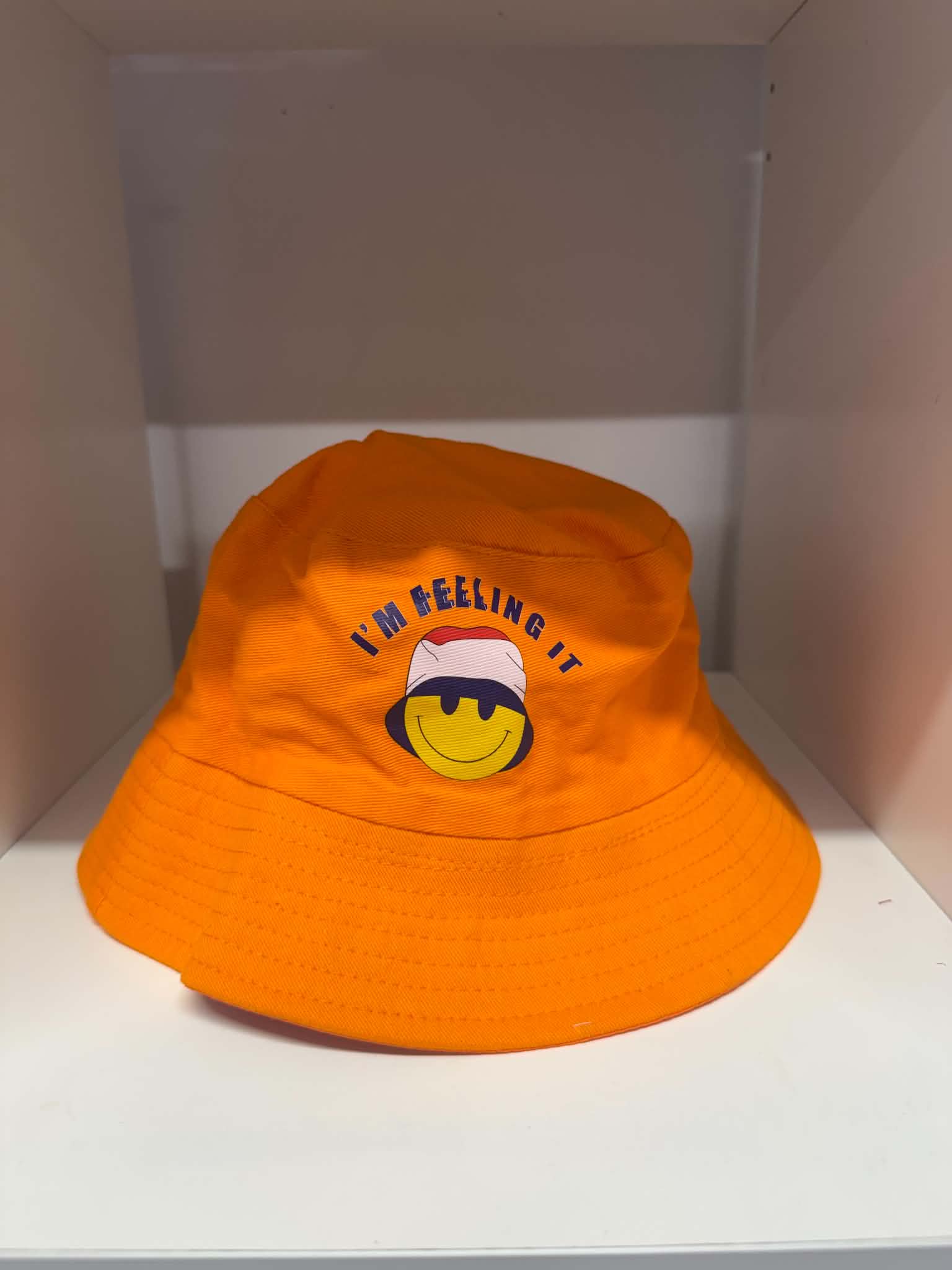 Orange Im Feeling It smiley face bucket hat | Festival hats Belfast