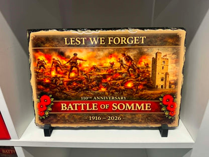 Large printed slate plaque Lest We Forget poppies | Remembrance gifts Belfast NI