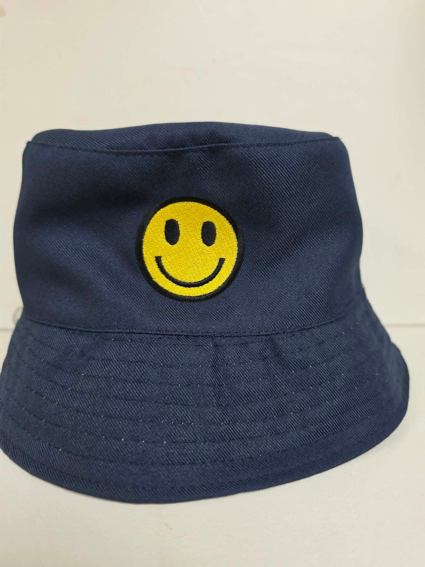 Smiley Face Embroidered Bucket Hat navy - bucket hats Northern Ireland