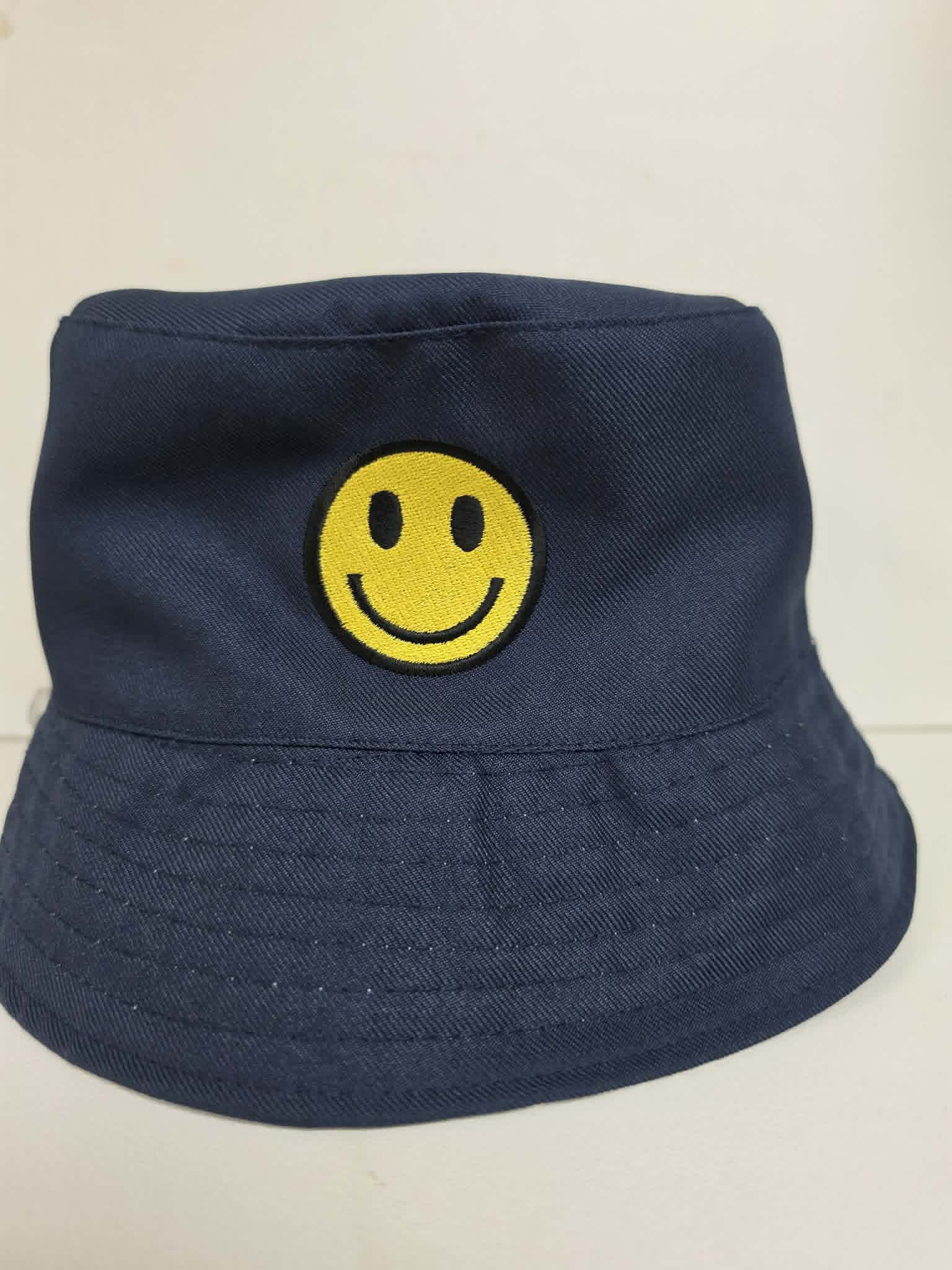 Smiley Face Embroidered Bucket Hat navy - bucket hats Northern Ireland