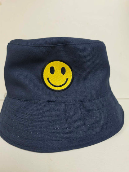Smiley Face Embroidered Bucket Hat navy - bucket hats Northern Ireland