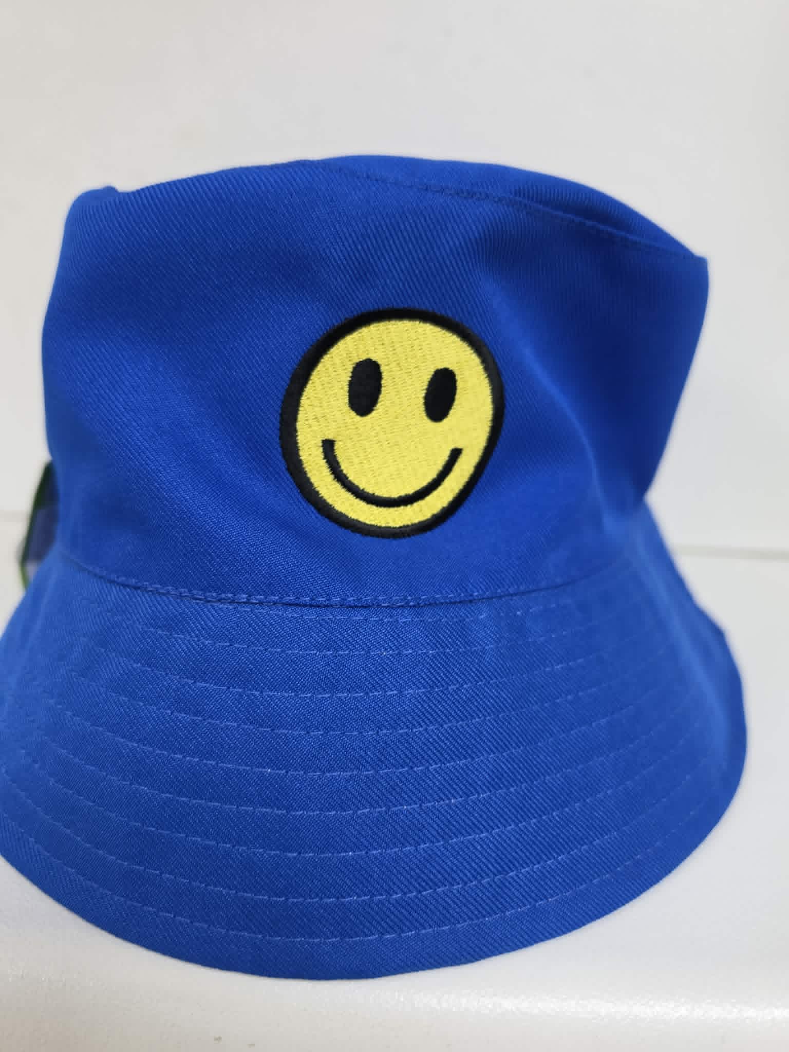 Smiley Face Embroidered Bucket Hat white - novelty accessories Belfast