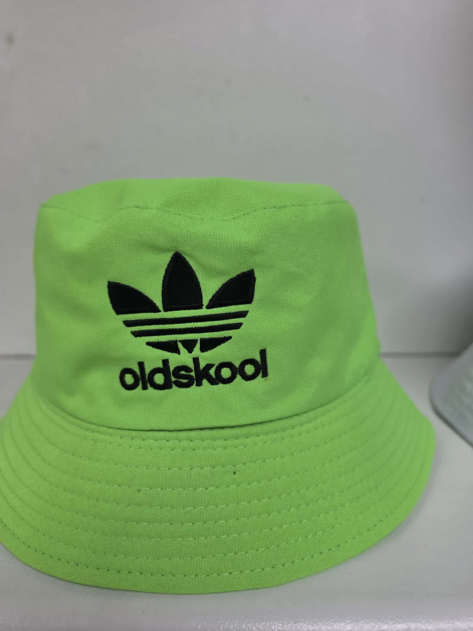 Oldskool Embroidered Bucket Hat lime green close up - novelty accessories Belfast